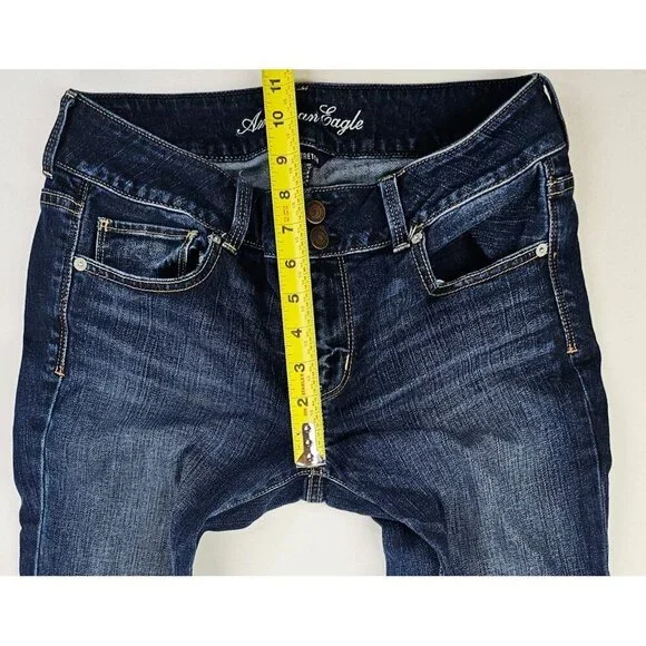 American Eagle Outfitters Size 8 Regular Women 25" Inseam Artist Crop Blue Jeans - Picture 3 of 13